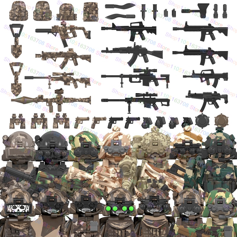 Lego Minifigure Holder - Figur Aksi Tentara Militer MOC, Boneka,