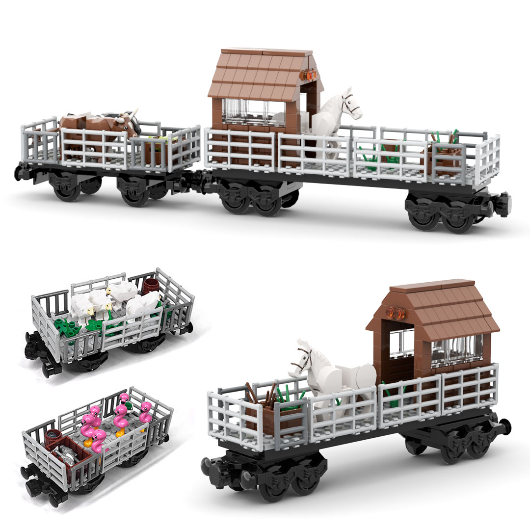 Lego Set Creator - Set Kereta Modular MOC Transportasi Hewan,